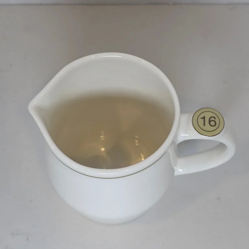 Starbucks‎ Coffee 2008 White Ceramic 16oz Creamer Pitcher Gold Rim Medallion 16